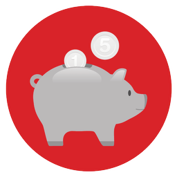 piggy bank, red background