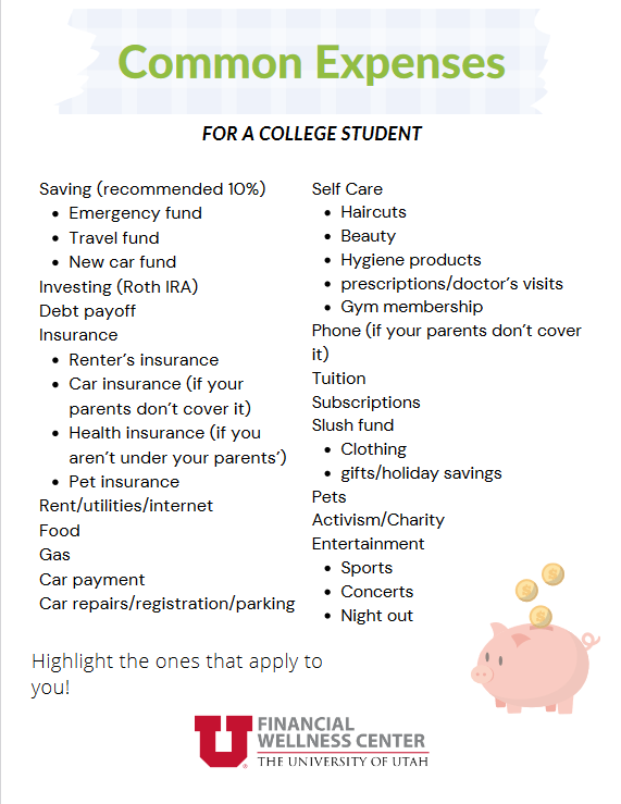 Common Expenses for a College Student